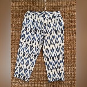 Hei Hei for Anthropologie Blue and White Capri Pants Medium